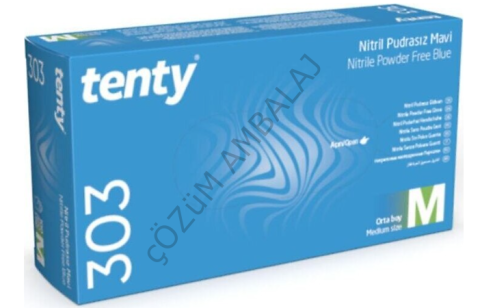 Tenty 303 Nitril Pudrasız Muayene Eldiveni Medium 100'lü